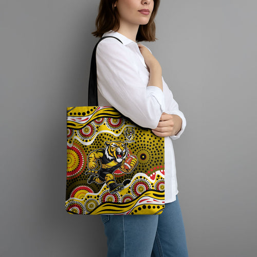 Richmond Tigers Tote Bag Aboriginal Dot Pattern - Football Mascot Heritage Pride