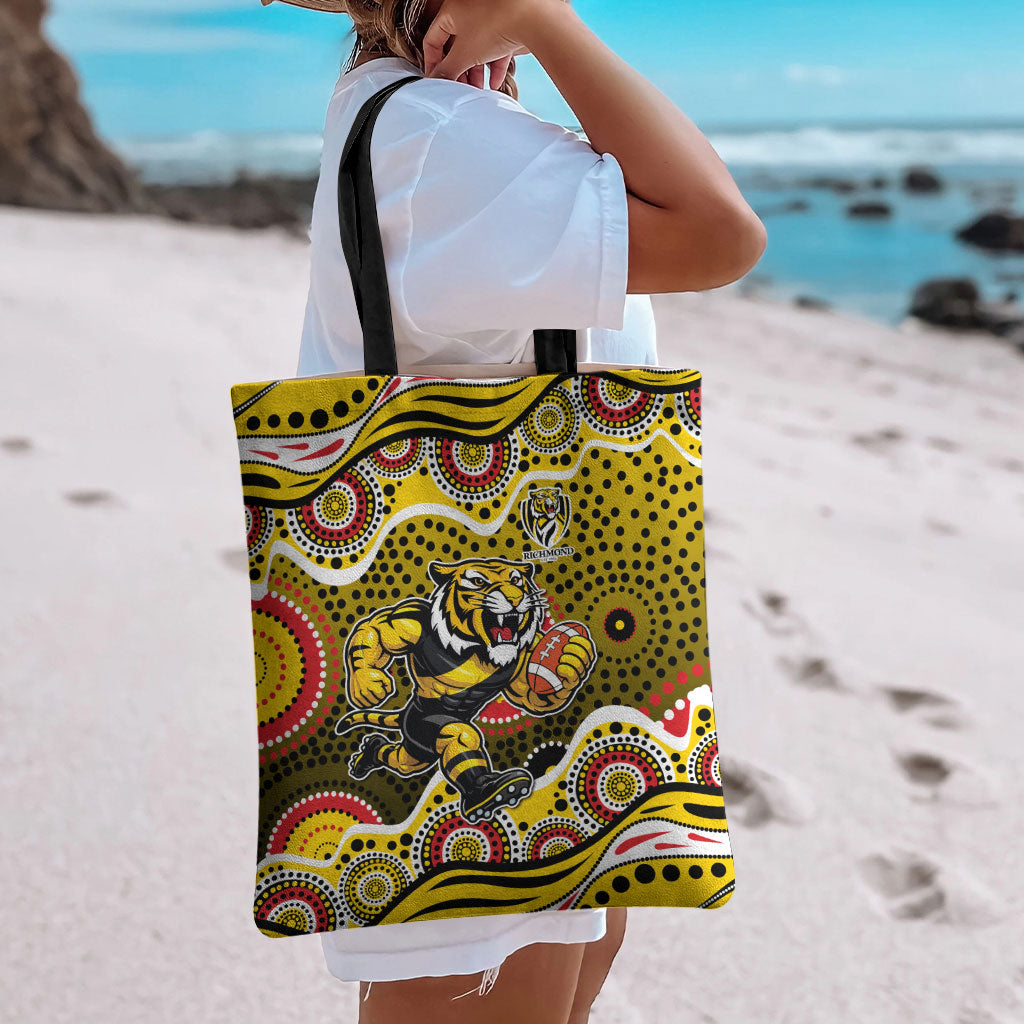 Richmond Tigers Tote Bag Aboriginal Dot Pattern - Football Mascot Heritage Pride