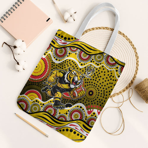 Richmond Tigers Tote Bag Aboriginal Dot Pattern - Football Mascot Heritage Pride