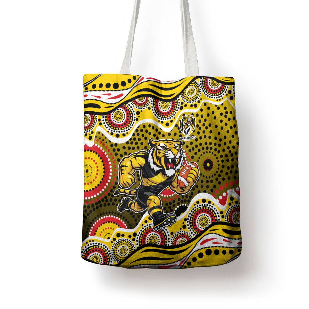 Richmond Tigers Tote Bag Aboriginal Dot Pattern - Football Mascot Heritage Pride