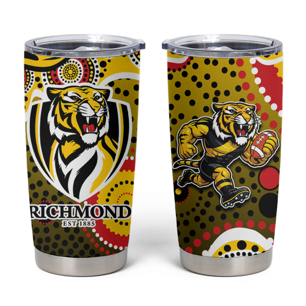 Richmond Tigers Tumbler Cup Aboriginal Dot Pattern - Football Mascot Heritage Pride