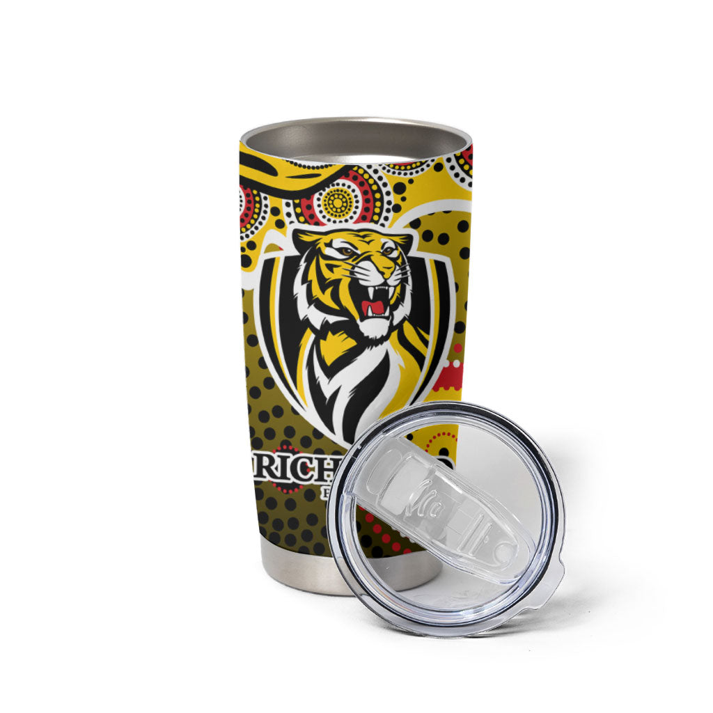Richmond Tigers Tumbler Cup Aboriginal Dot Pattern - Football Mascot Heritage Pride