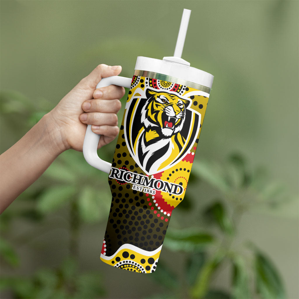 Richmond Tigers Tumbler With Handle Aboriginal Dot Pattern - Football Mascot Heritage Pride
