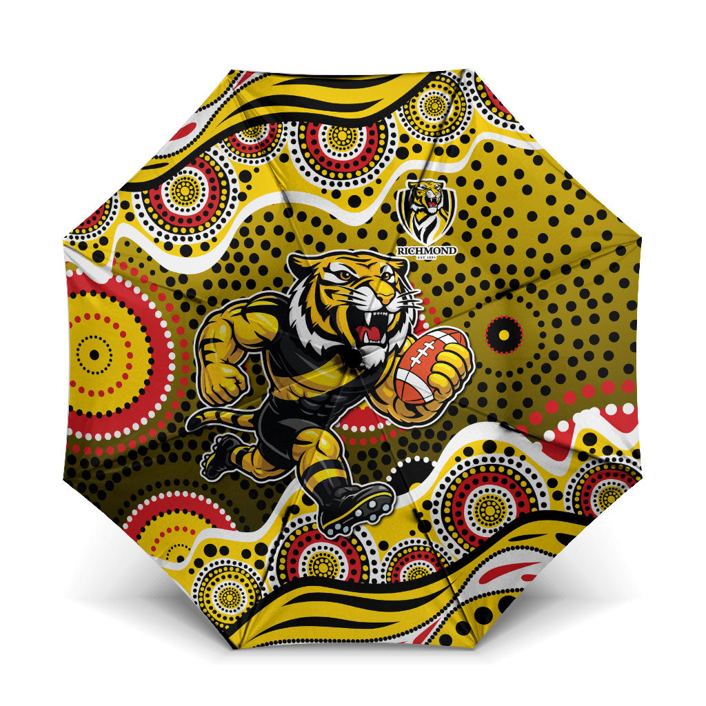 Richmond Tigers Umbrella Aboriginal Dot Pattern - Football Mascot Heritage Pride