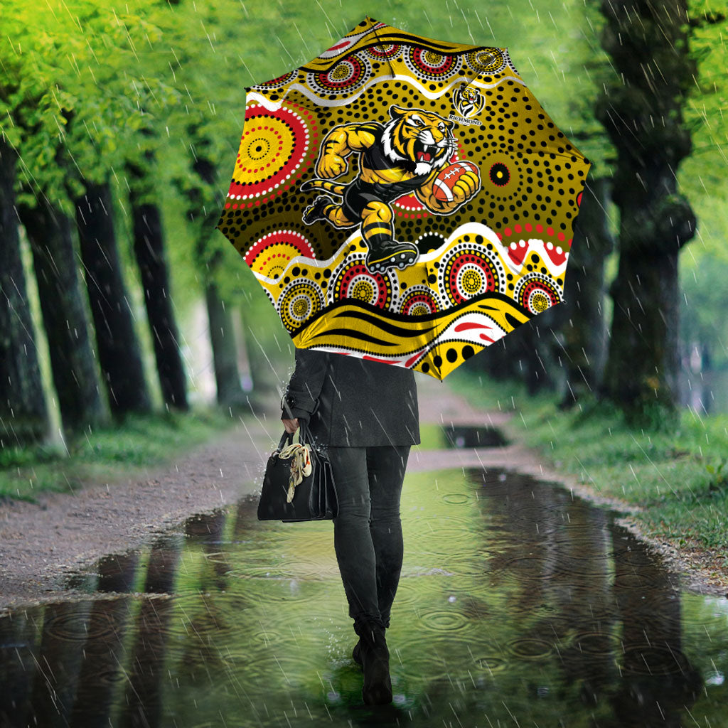 Richmond Tigers Umbrella Aboriginal Dot Pattern - Football Mascot Heritage Pride