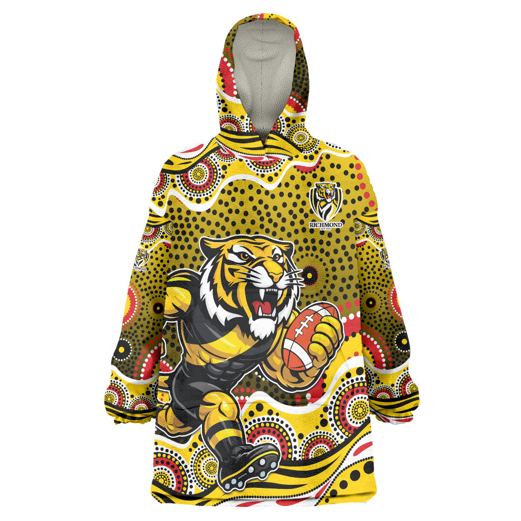 Richmond Tigers Wearable Blanket Hoodie Aboriginal Dot Pattern - Football Mascot Heritage Pride