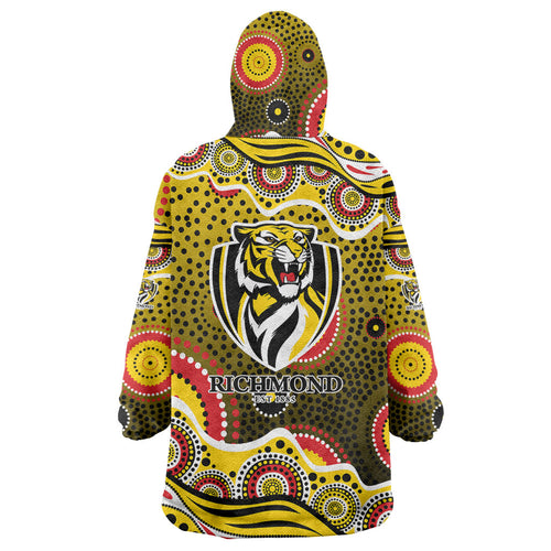 Richmond Tigers Wearable Blanket Hoodie Aboriginal Dot Pattern - Football Mascot Heritage Pride