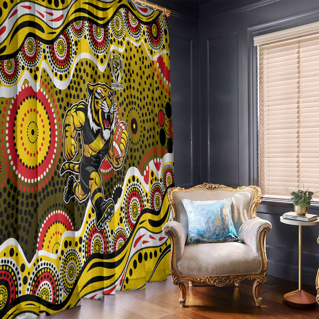 Richmond Tigers Window Curtain Aboriginal Dot Pattern - Football Mascot Heritage Pride