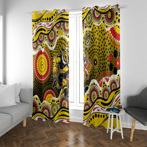 Richmond Tigers Window Curtain Aboriginal Dot Pattern - Football Mascot Heritage Pride