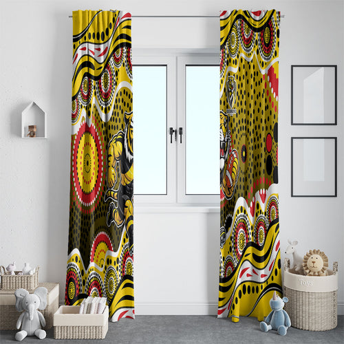 Richmond Tigers Window Curtain Aboriginal Dot Pattern - Football Mascot Heritage Pride