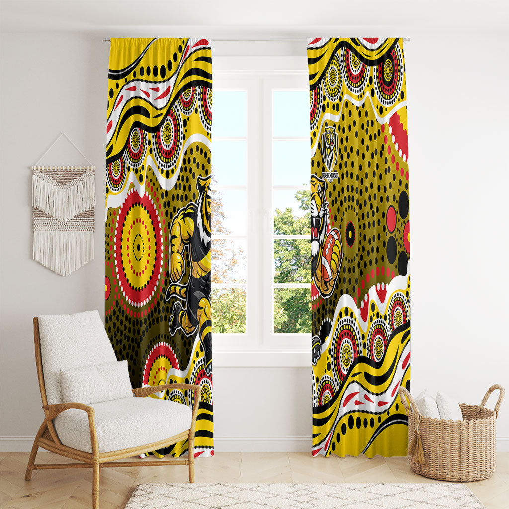 Richmond Tigers Window Curtain Aboriginal Dot Pattern - Football Mascot Heritage Pride