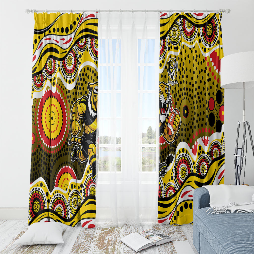 Richmond Tigers Window Curtain Aboriginal Dot Pattern - Football Mascot Heritage Pride