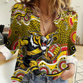 Richmond Tigers Women Casual Shirt Aboriginal Dot Pattern - Football Mascot Heritage Pride