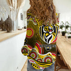 Richmond Tigers Women Casual Shirt Aboriginal Dot Pattern - Football Mascot Heritage Pride