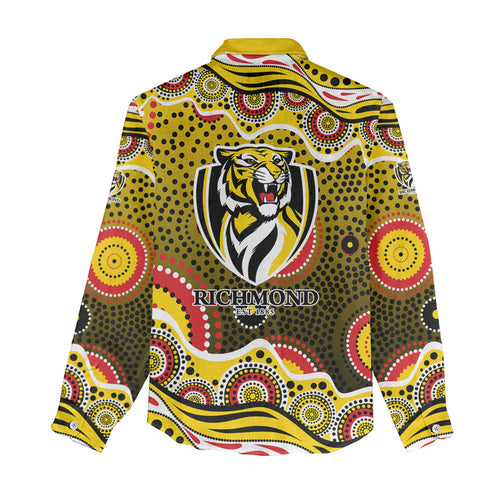 Richmond Tigers Women Casual Shirt Aboriginal Dot Pattern - Football Mascot Heritage Pride