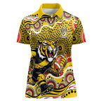 Richmond Tigers Women Polo Shirt Aboriginal Dot Pattern - Football Mascot Heritage Pride