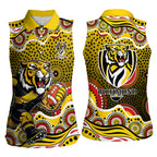 Richmond Tigers Women Sleeveless Polo Shirt Aboriginal Dot Pattern - Football Mascot Heritage Pride