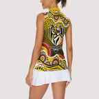 Richmond Tigers Women Sleeveless Polo Shirt Aboriginal Dot Pattern - Football Mascot Heritage Pride