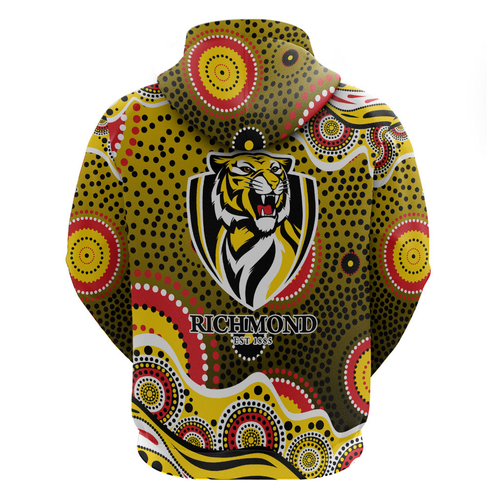 Richmond Tigers Zip Hoodie Aboriginal Dot Pattern - Football Mascot Heritage Pride