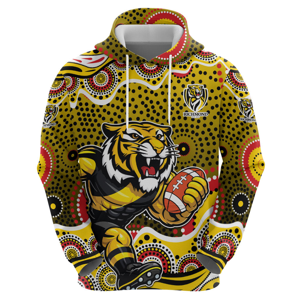 Richmond Tigers Zip Hoodie Aboriginal Dot Pattern - Football Mascot Heritage Pride