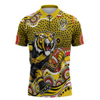 Richmond Tigers Zipper Polo Shirt Aboriginal Dot Pattern - Football Mascot Heritage Pride