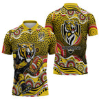 Richmond Tigers Zipper Polo Shirt Aboriginal Dot Pattern - Football Mascot Heritage Pride