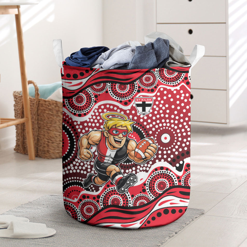 St Kilda Saints Laundry Basket Aboriginal Dot Pattern - Football Mascot Heritage Pride