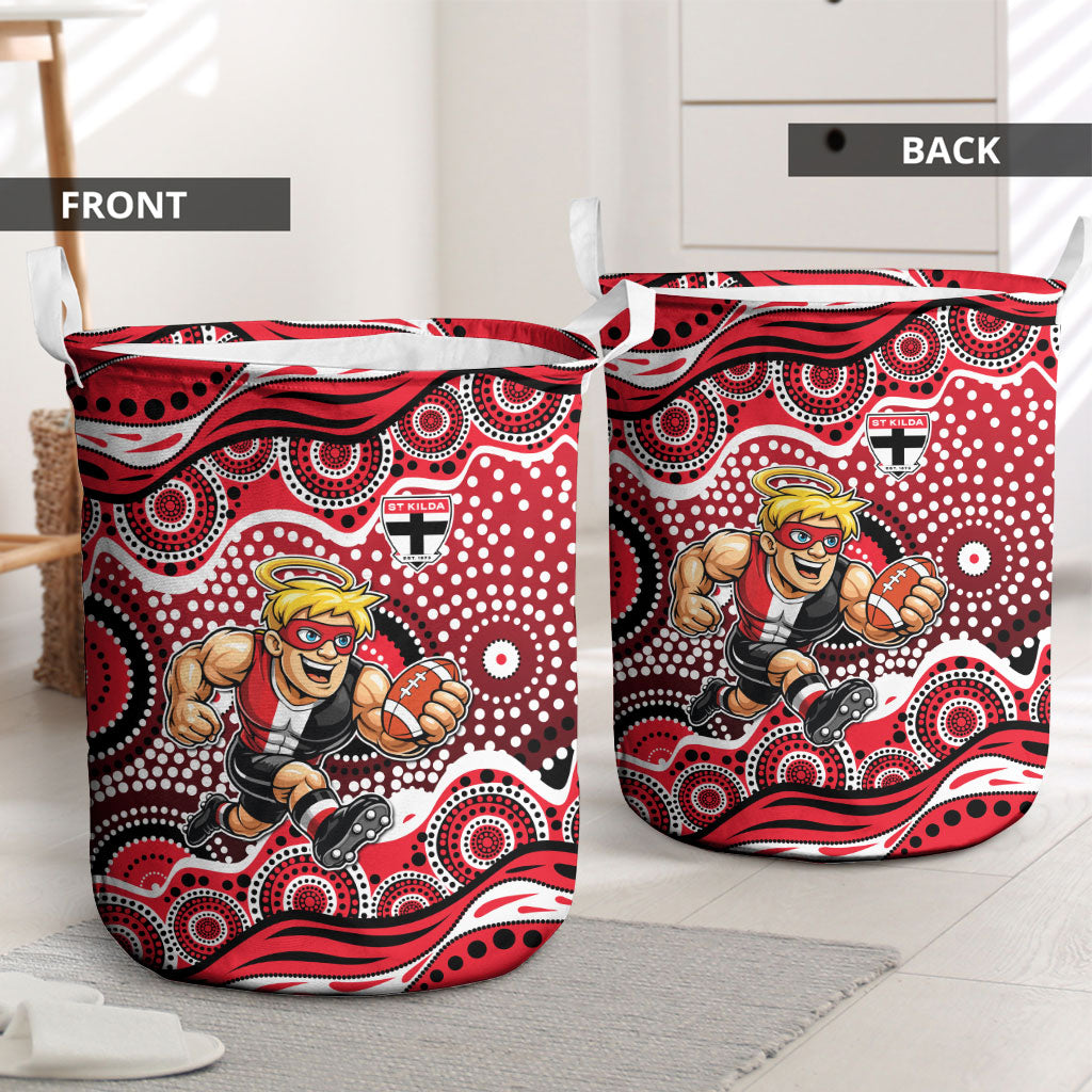 St Kilda Saints Laundry Basket Aboriginal Dot Pattern - Football Mascot Heritage Pride