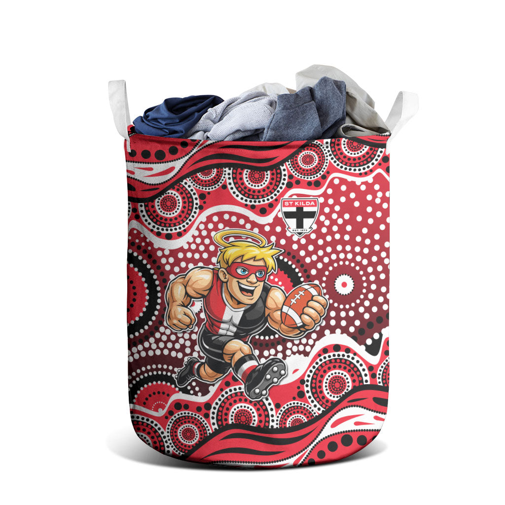 St Kilda Saints Laundry Basket Aboriginal Dot Pattern - Football Mascot Heritage Pride