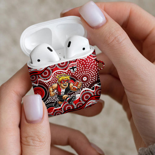 St Kilda Saints AirPods Case Aboriginal Dot Pattern - Football Mascot Heritage Pride