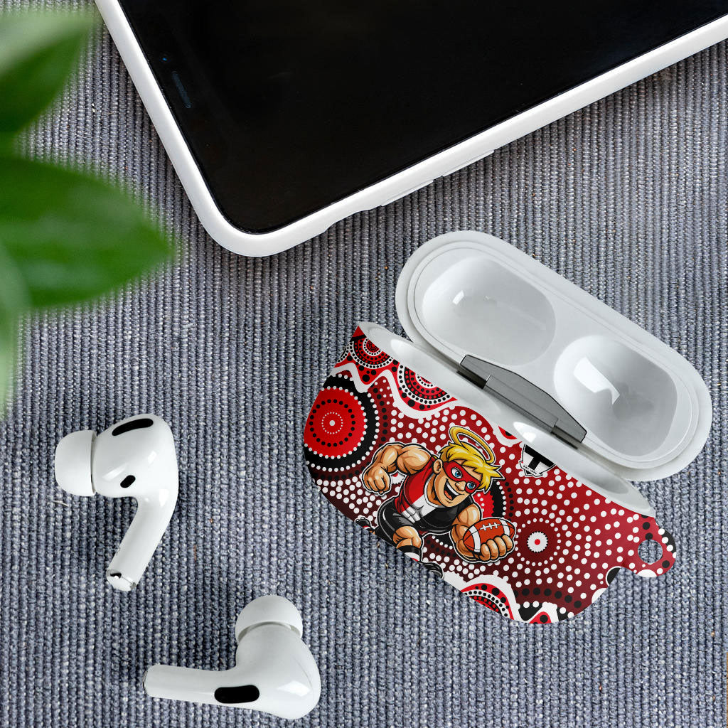 St Kilda Saints AirPods Case Aboriginal Dot Pattern - Football Mascot Heritage Pride