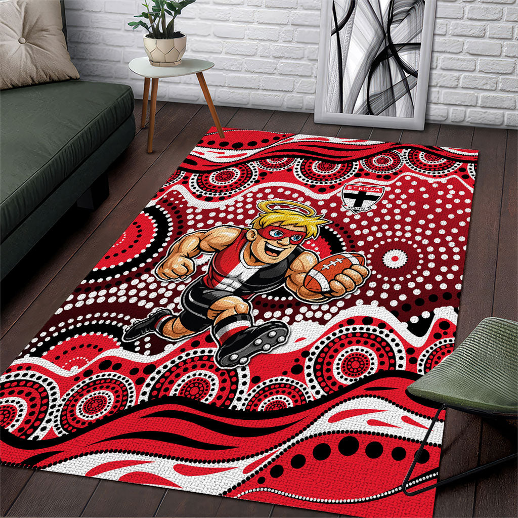 St Kilda Saints Area Rug Aboriginal Dot Pattern - Football Mascot Heritage Pride