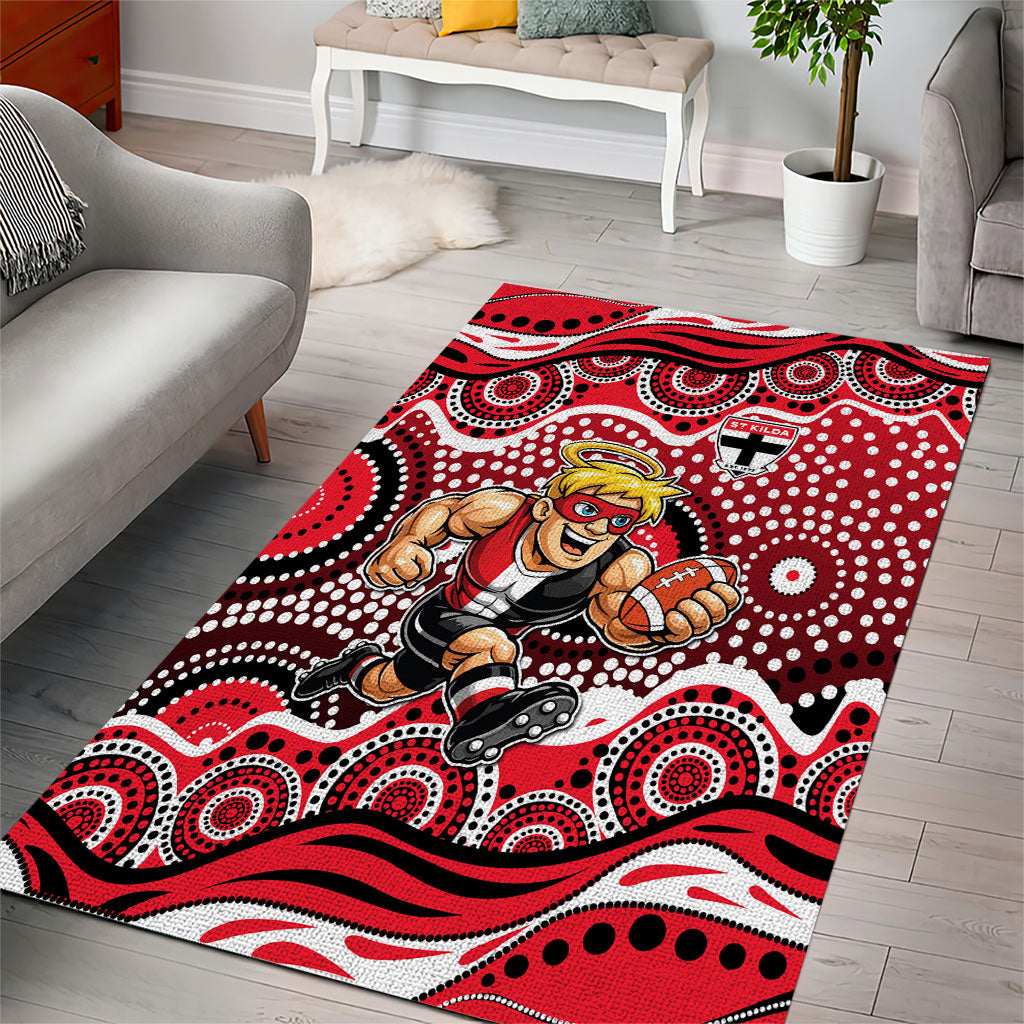 St Kilda Saints Area Rug Aboriginal Dot Pattern - Football Mascot Heritage Pride