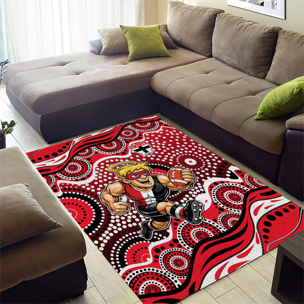 St Kilda Saints Area Rug Aboriginal Dot Pattern - Football Mascot Heritage Pride
