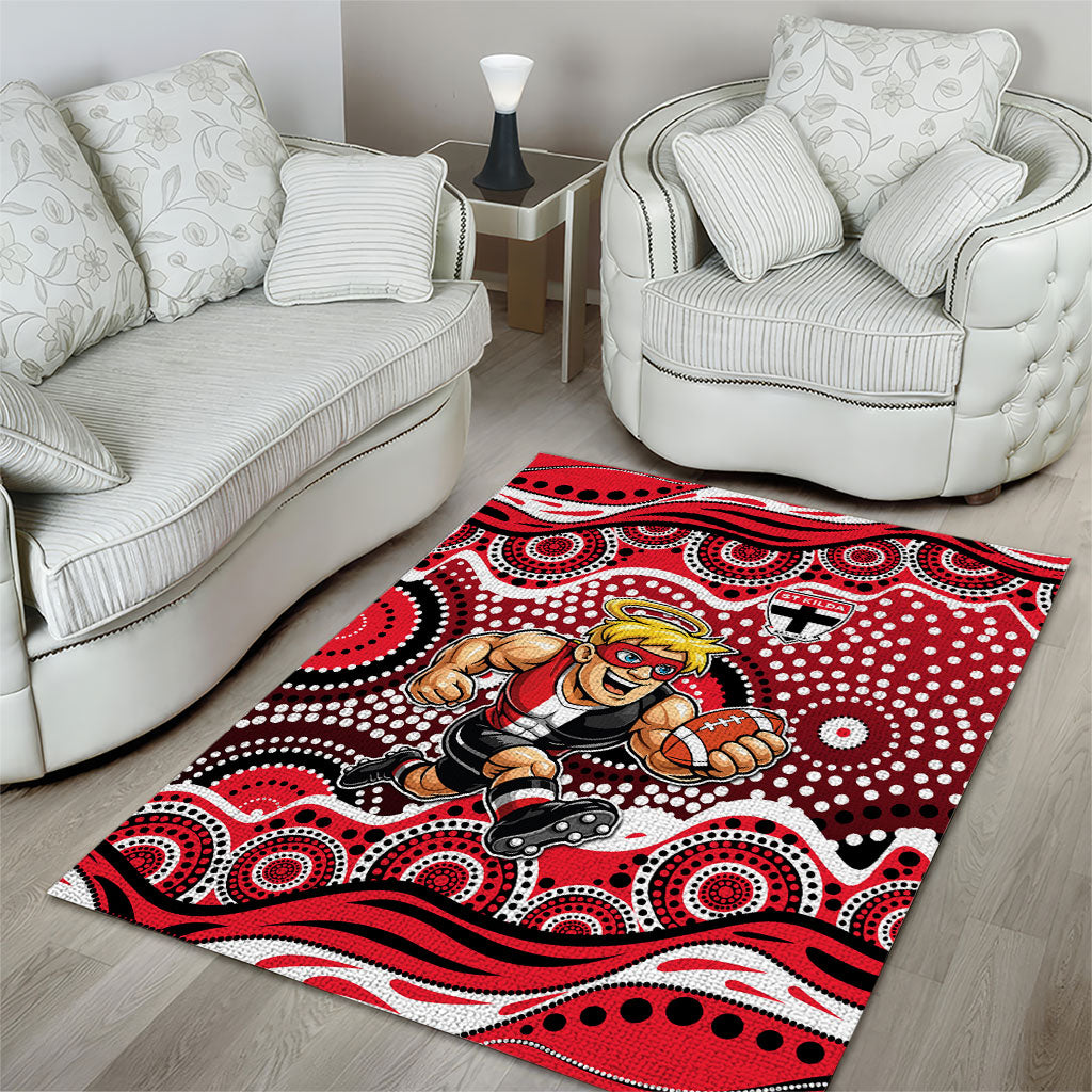 St Kilda Saints Area Rug Aboriginal Dot Pattern - Football Mascot Heritage Pride