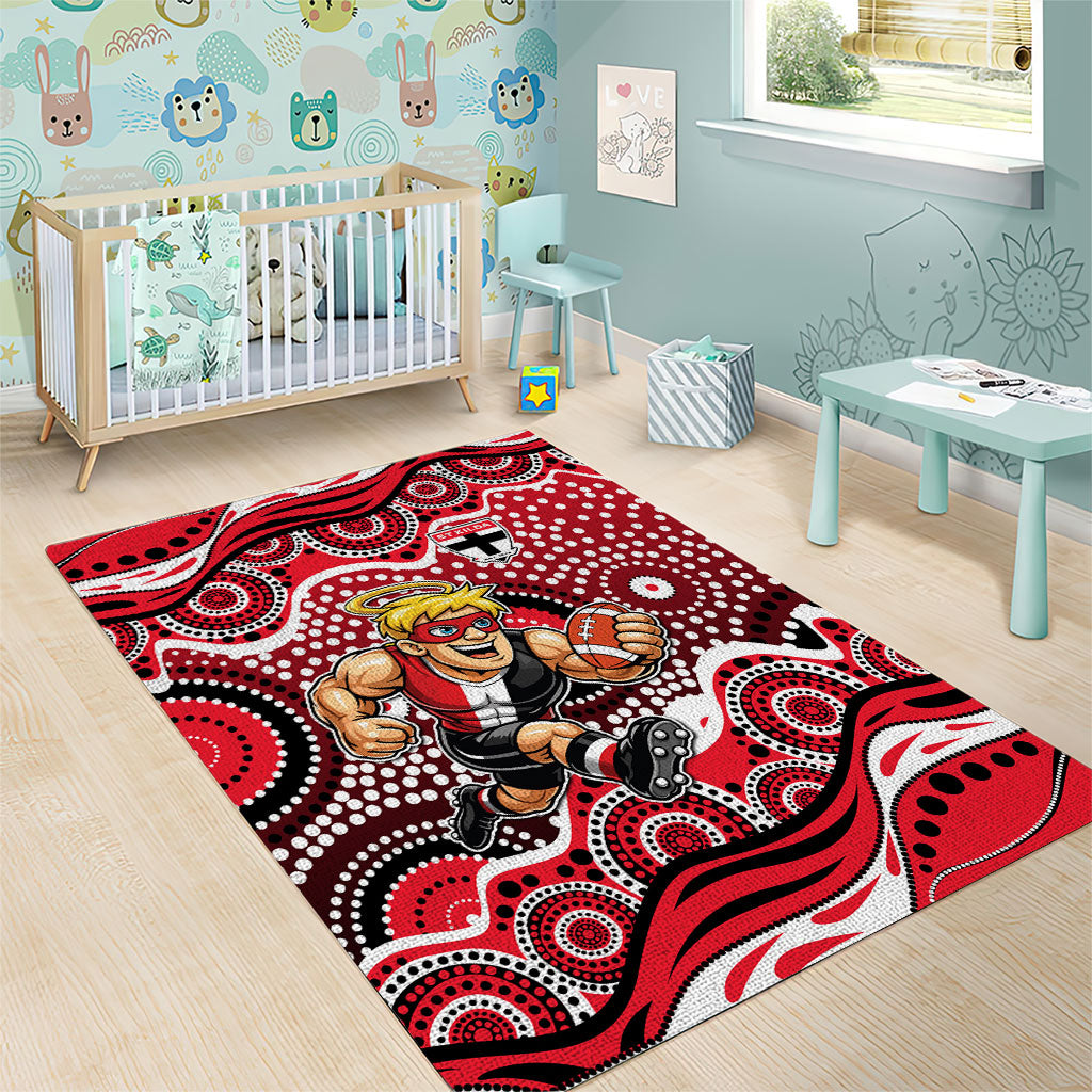 St Kilda Saints Area Rug Aboriginal Dot Pattern - Football Mascot Heritage Pride