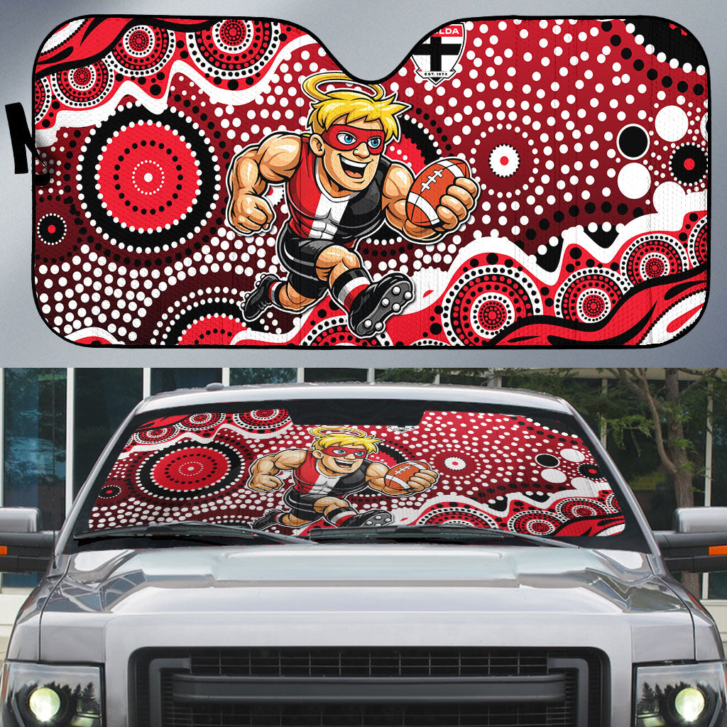 St Kilda Saints Auto Sun Shade Aboriginal Dot Pattern - Football Mascot Heritage Pride