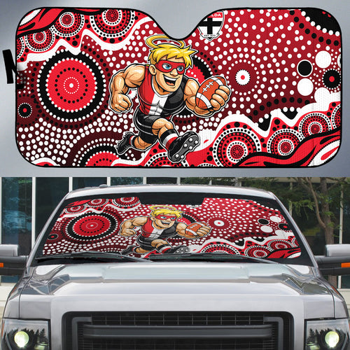 St Kilda Saints Auto Sun Shade Aboriginal Dot Pattern - Football Mascot Heritage Pride