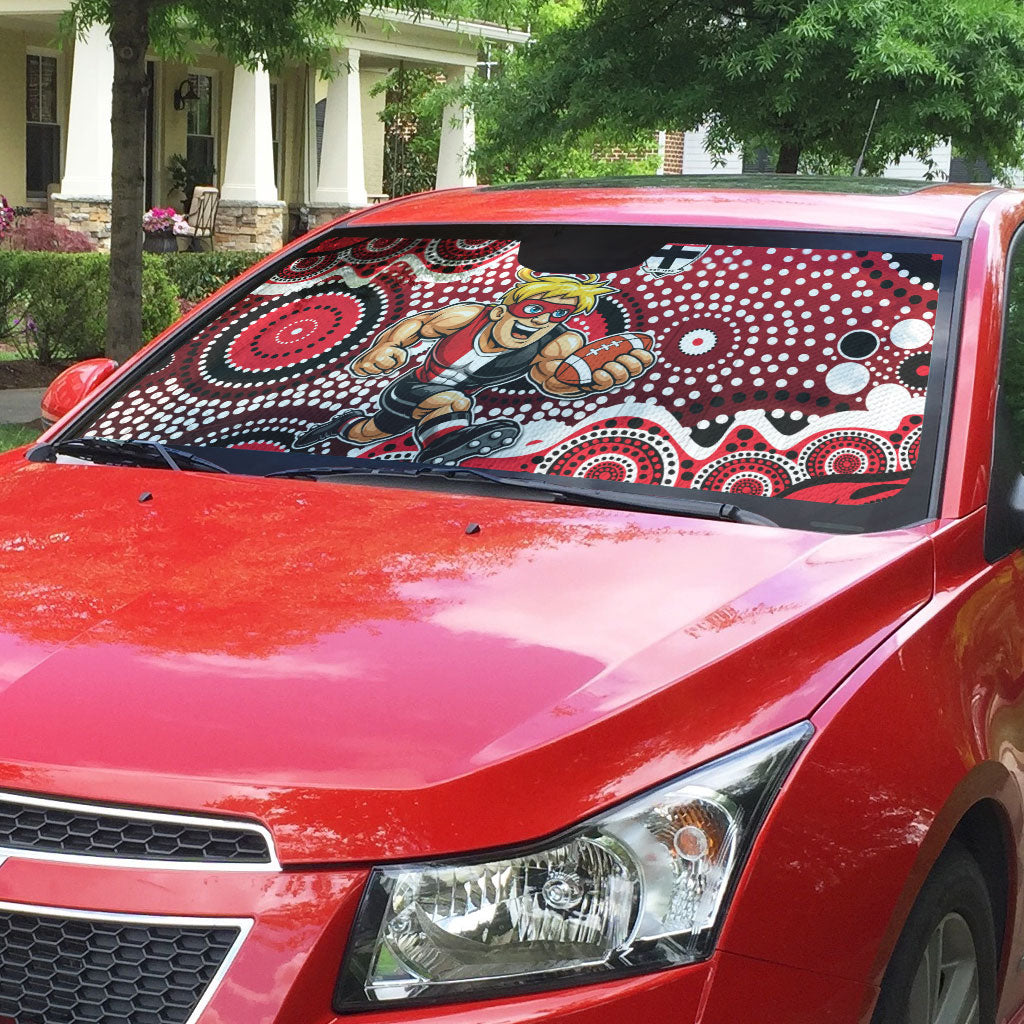 St Kilda Saints Auto Sun Shade Aboriginal Dot Pattern - Football Mascot Heritage Pride