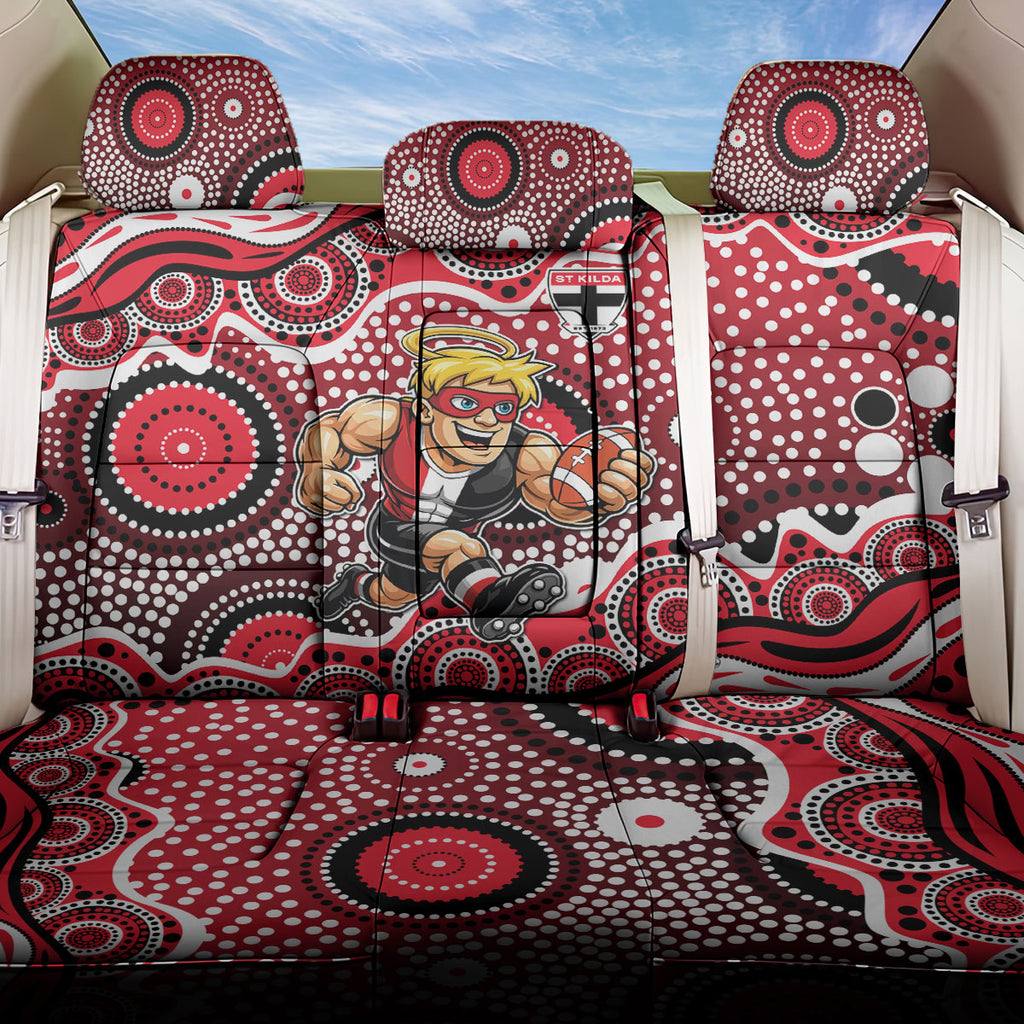 St Kilda Saints Back Car Seat Cover Aboriginal Dot Pattern - Football Mascot Heritage Pride