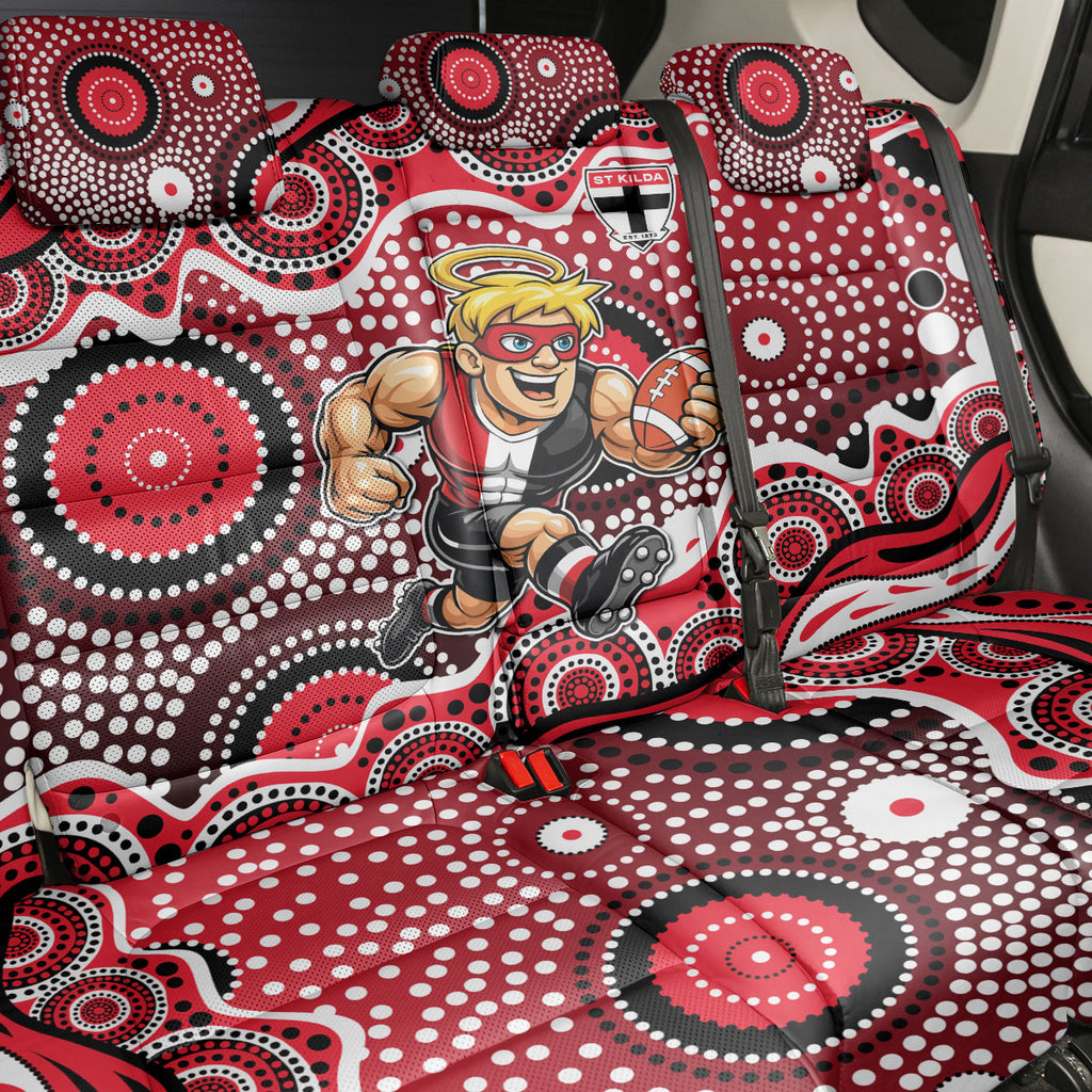 St Kilda Saints Back Car Seat Cover Aboriginal Dot Pattern - Football Mascot Heritage Pride