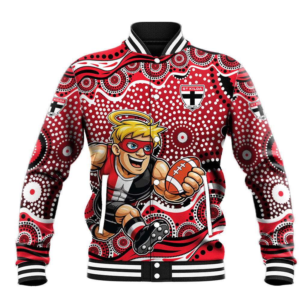 St Kilda Saints Baseball Jacket Aboriginal Dot Pattern - Football Mascot Heritage Pride