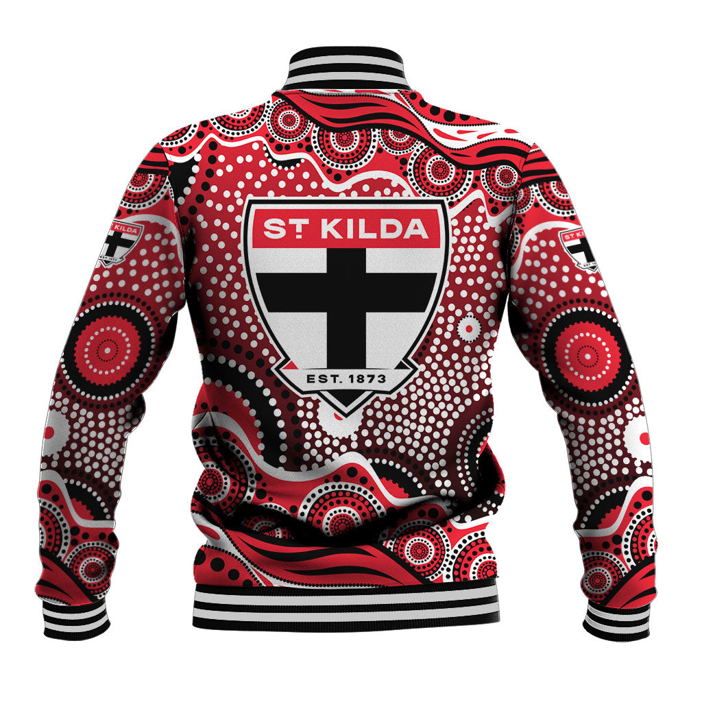 St Kilda Saints Baseball Jacket Aboriginal Dot Pattern - Football Mascot Heritage Pride