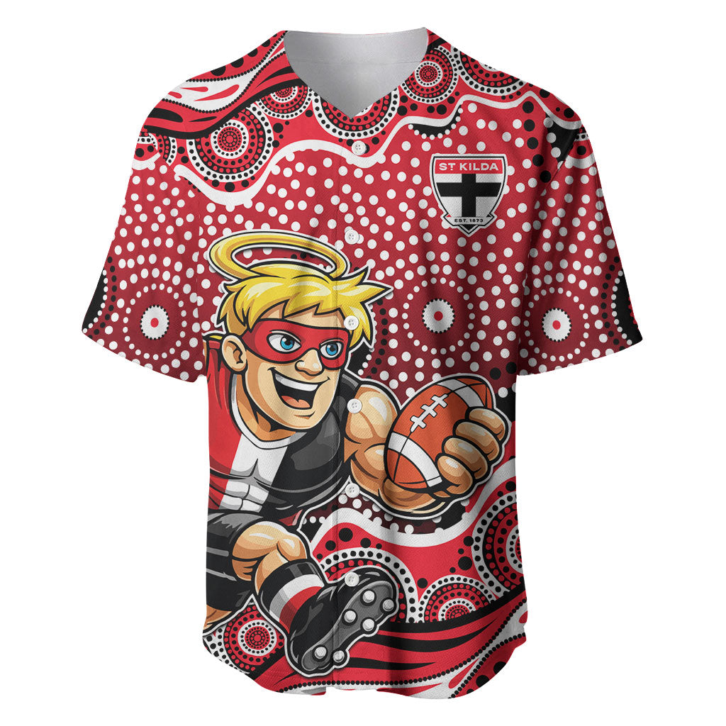 St Kilda Saints Baseball Jersey Aboriginal Dot Pattern - Football Mascot Heritage Pride
