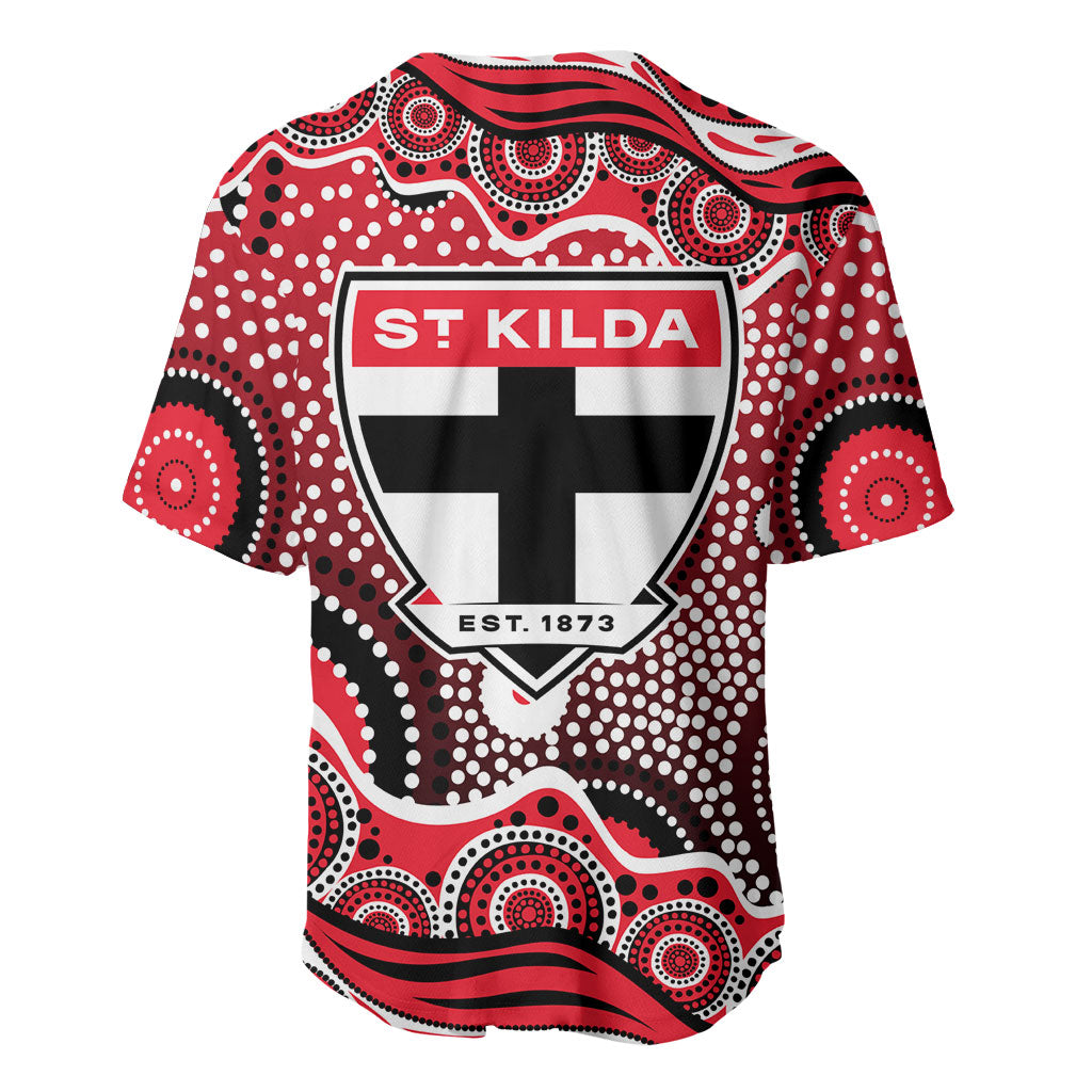 St Kilda Saints Baseball Jersey Aboriginal Dot Pattern - Football Mascot Heritage Pride