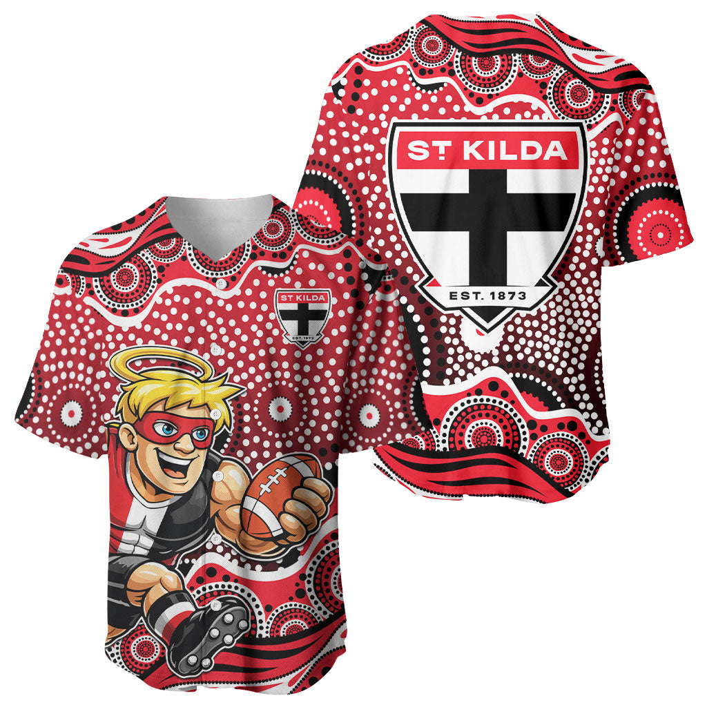 St Kilda Saints Baseball Jersey Aboriginal Dot Pattern - Football Mascot Heritage Pride