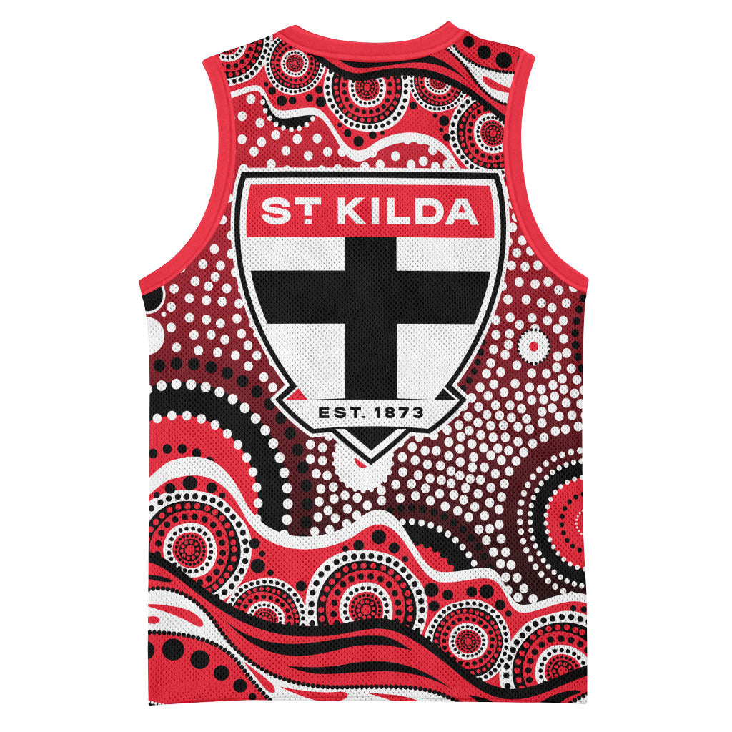St Kilda Saints Basketball Jersey Aboriginal Dot Pattern - Football Mascot Heritage Pride
