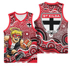 St Kilda Saints Basketball Jersey Aboriginal Dot Pattern - Football Mascot Heritage Pride