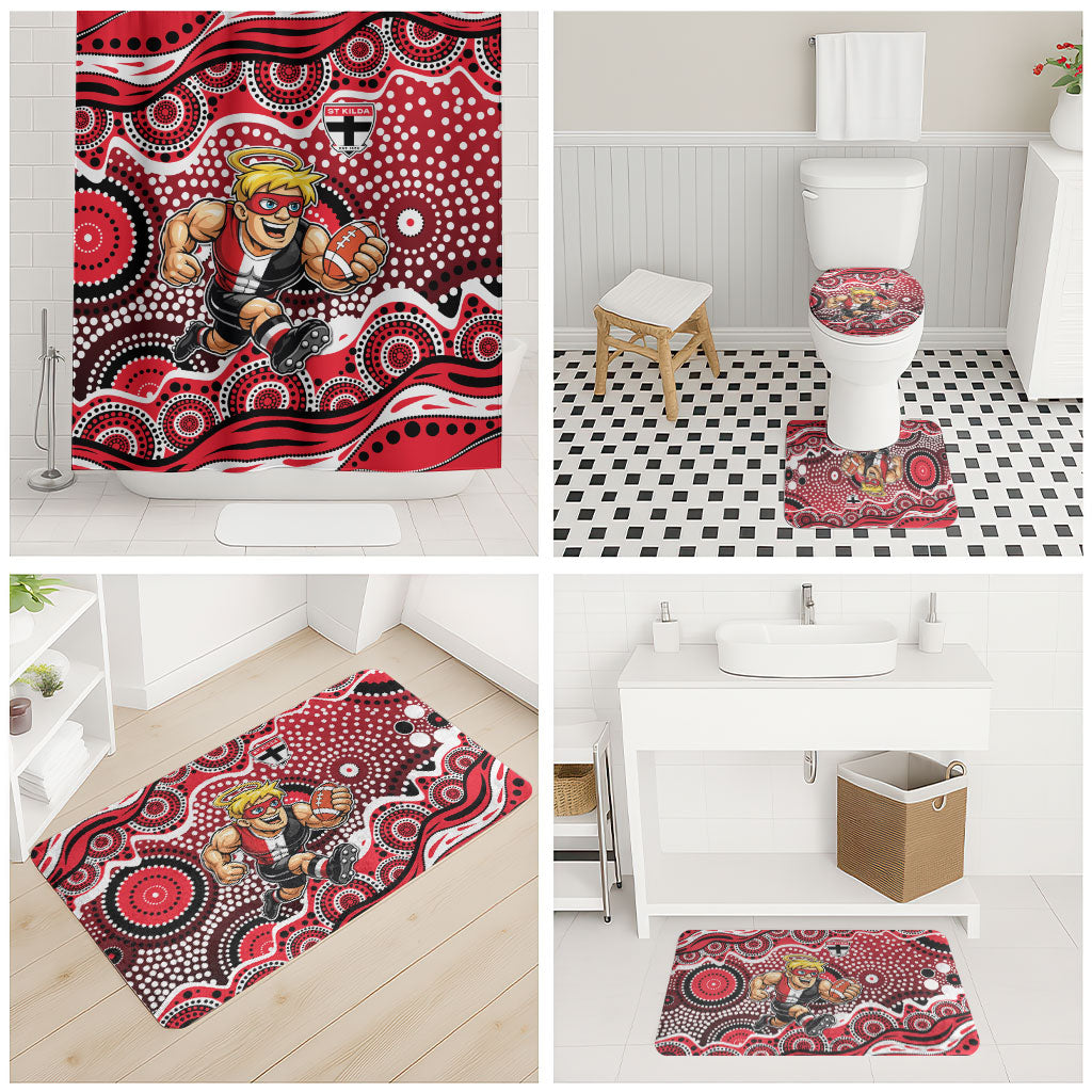 St Kilda Saints Bathroom Set Aboriginal Dot Pattern - Football Mascot Heritage Pride