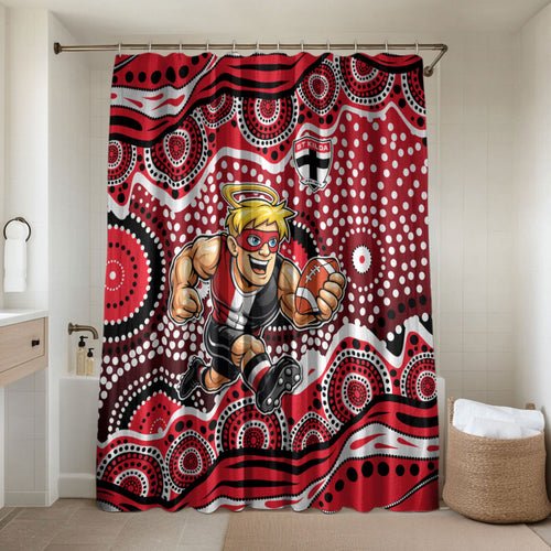 St Kilda Saints Bathroom Set Aboriginal Dot Pattern - Football Mascot Heritage Pride